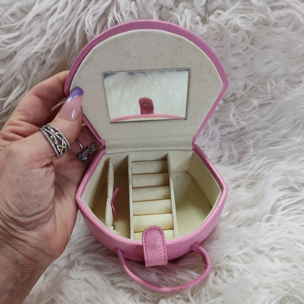 Jeun Bags Alphabet J Pink Faux Leather Jewelry Box